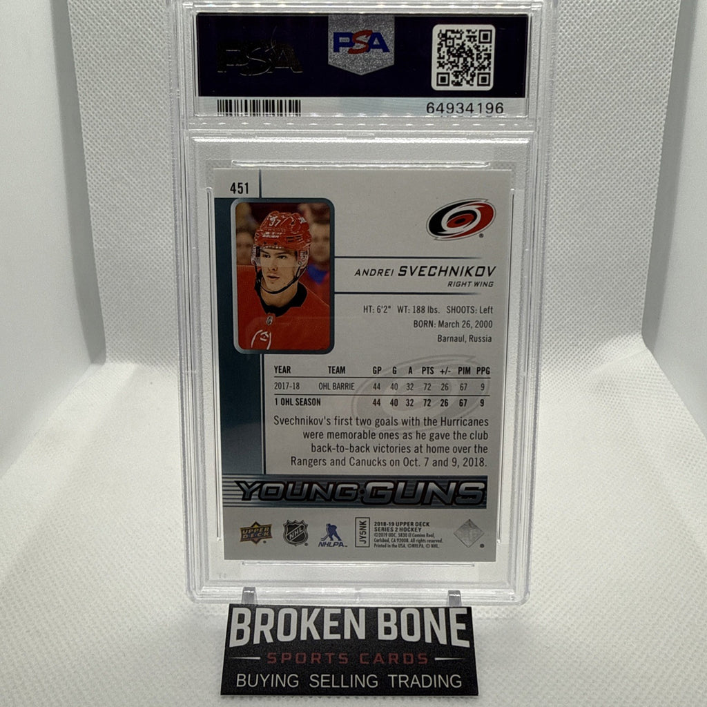 Andrei Svechnikov 2018 Upper Deck Young Guns Rookie PSA 10 Carolina Hurrivanes