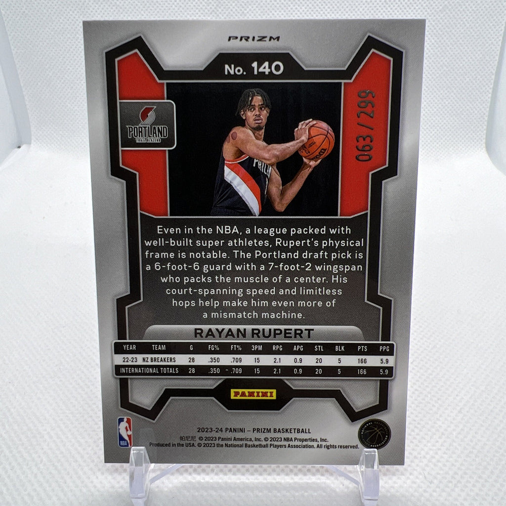 Rayan Rupert 2023-24 Panini Prizm Red Prizm RC /299 Portland Trail Blazers