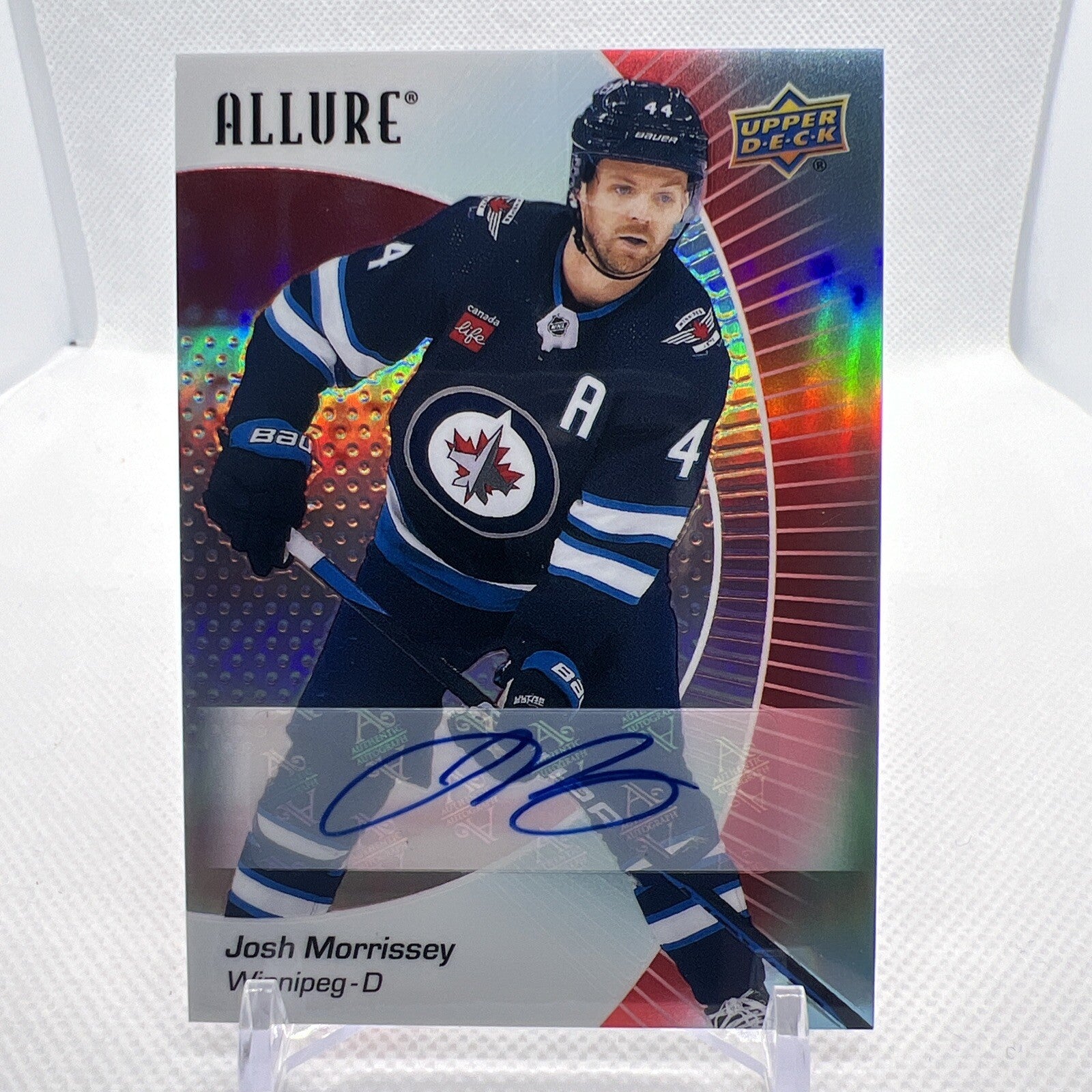 Josh Morrissey 2023-24 Allure Red Rainbow Auto Winnipeg Jets
