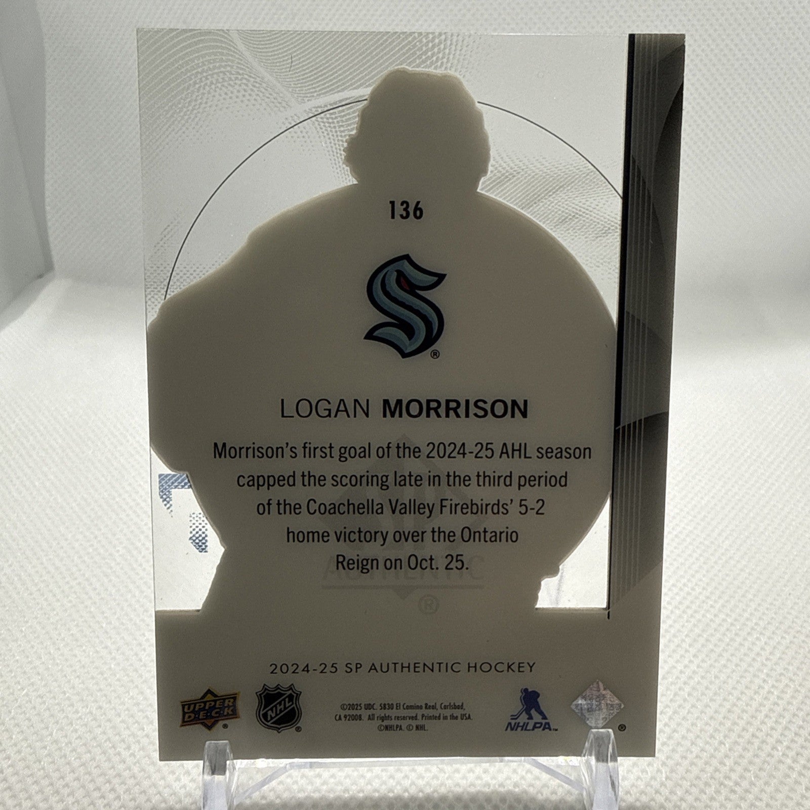Logan Morrison 2024-25 SP Authentic Acetate Future Watch Seattle Kraken SSP