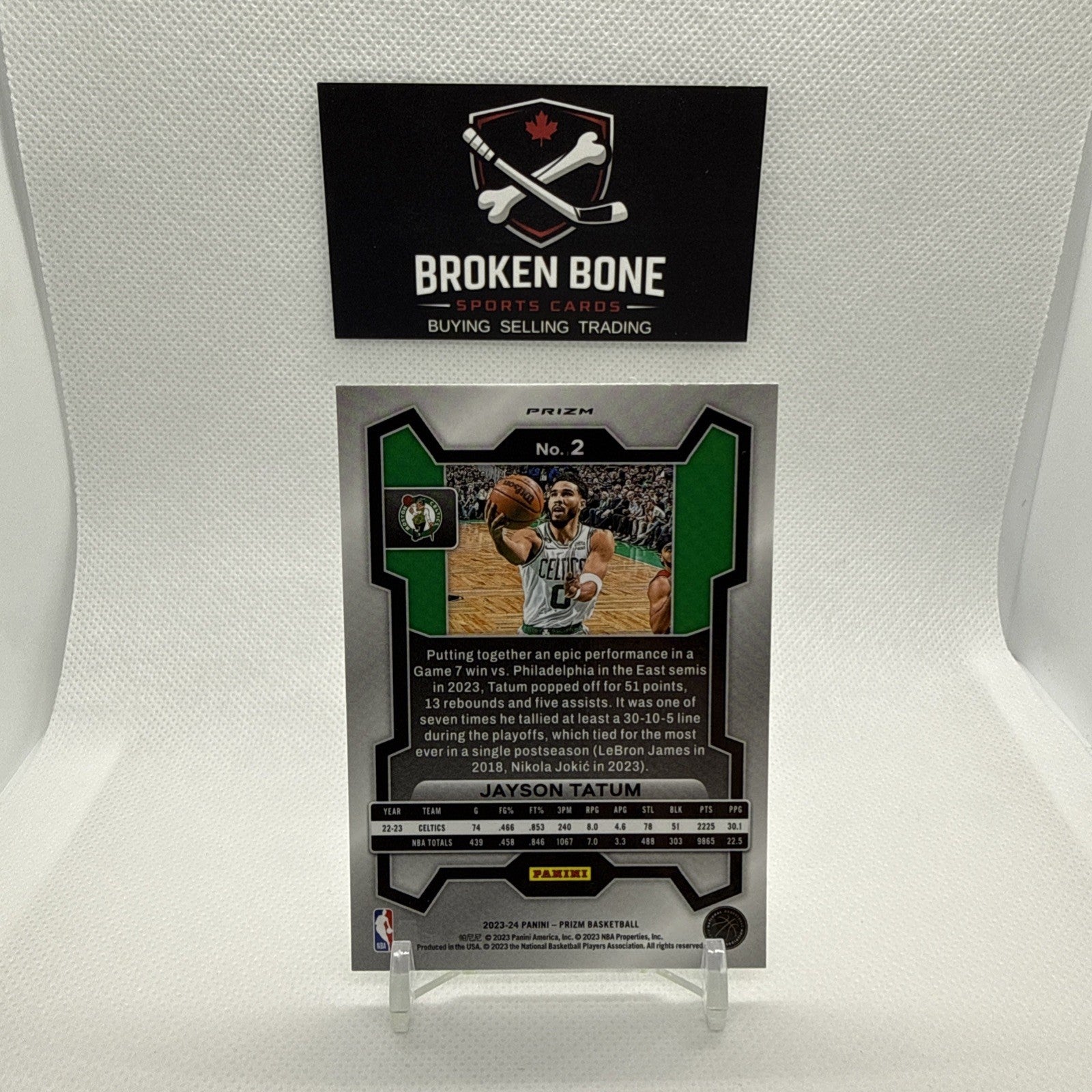 Jayson Tatum 2023-24 Panini Prizm Green Cracked Ice SSP #2 Celtics