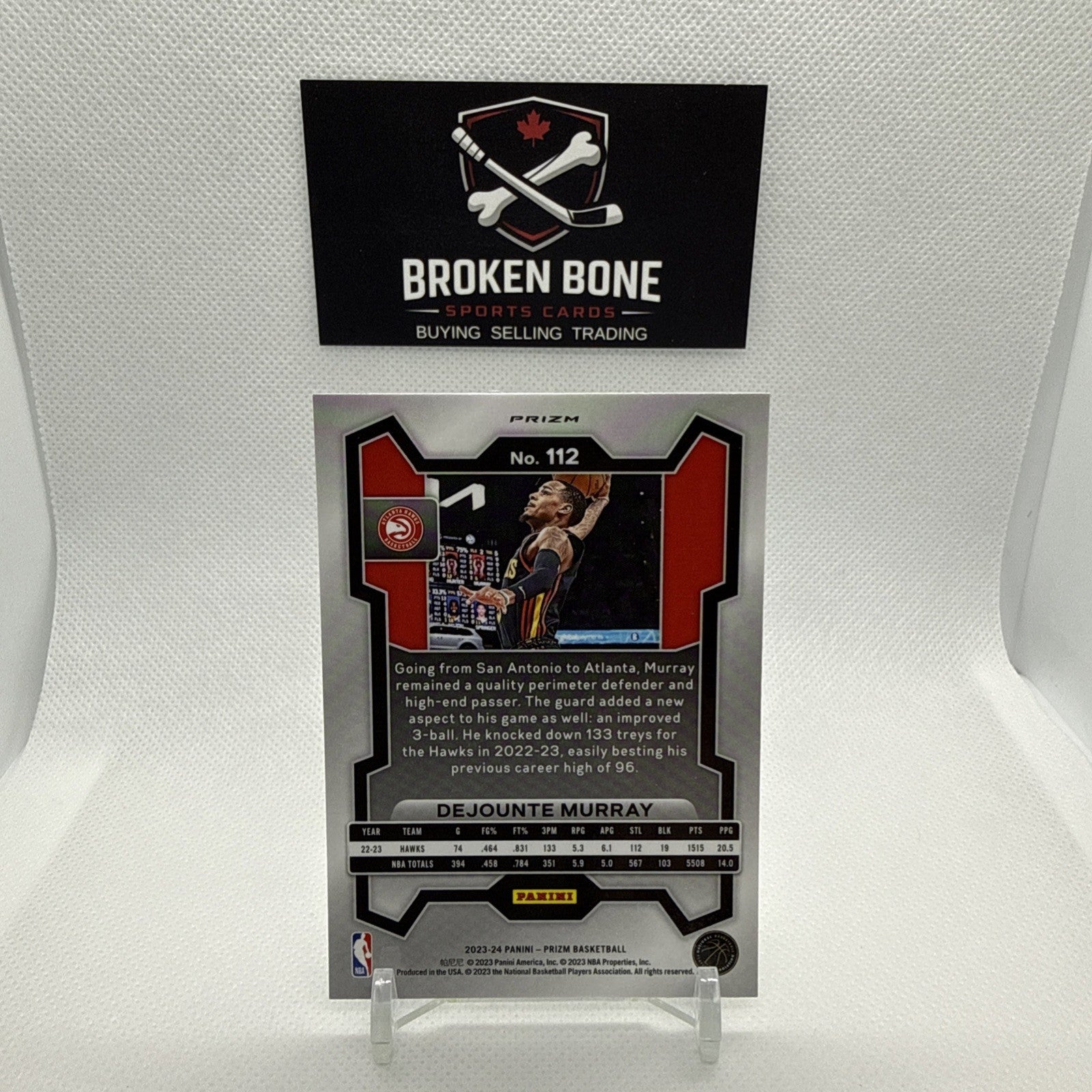 Dejounte Murray 2023-24 Panini Prizm Green Cracked Ice SSP #112 Hawks
