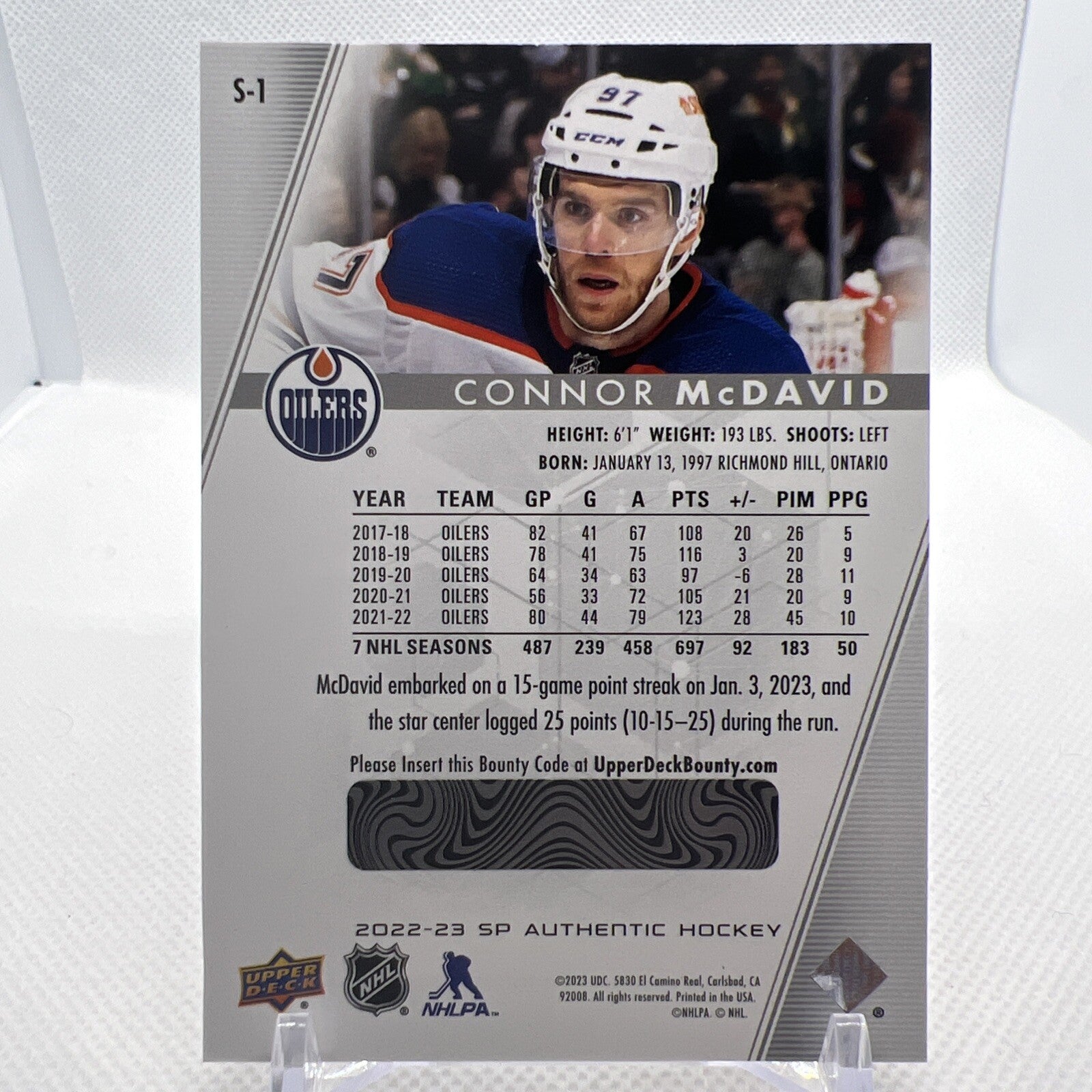 Connor McDavid 2022-23 SP Authentic Spectrum FX Edmonton Oilers Unscratched