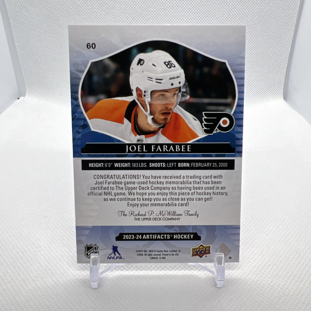 Joel Farabee 2023-24 UD Artifacts Gold Dual Patch /249 Philadelphia Flyers