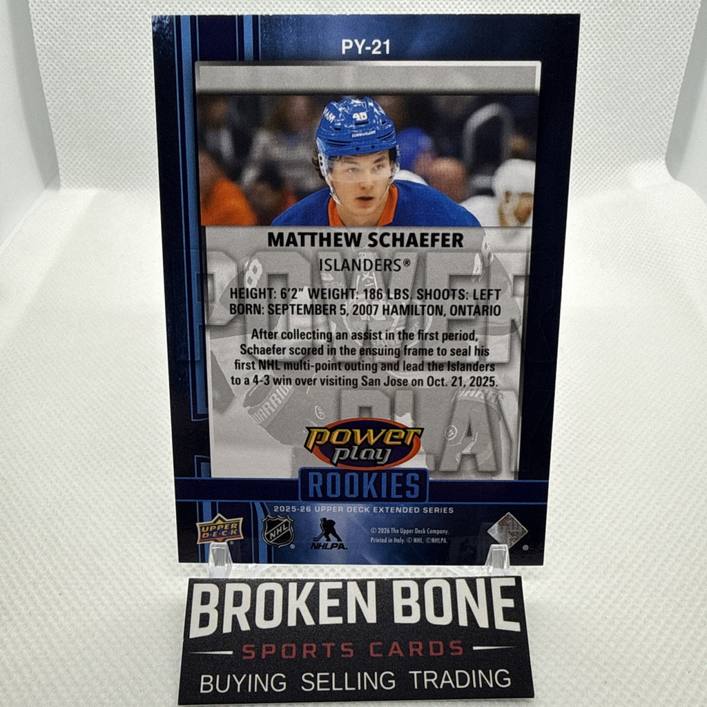 Matthew Schaefer 2025-26 Upper Deck Power Play Rookies New York Islanders
