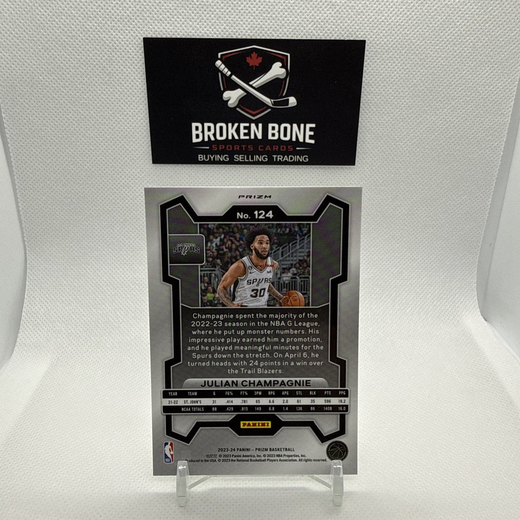 Julian Champagne 2023-24 Panini Prizm Green Cracked Ice SSP #124 Spurs