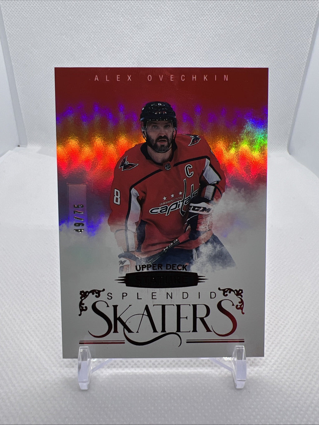 Alex Ovechkin 2022-23 Upper Deck Stature Splendid Skaters Red /75 Print Damage