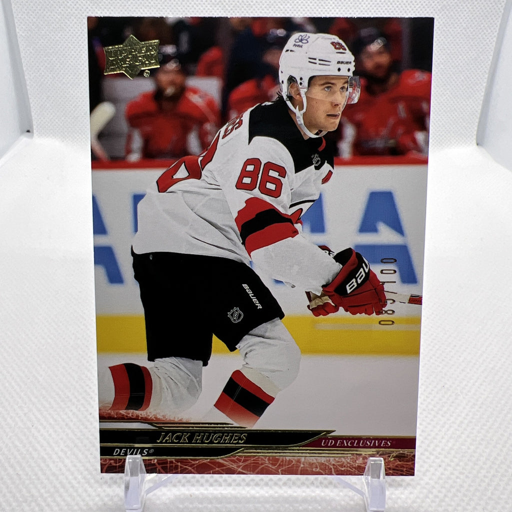 Jack Hughes 2024-25 Upper Deck UD Exclusives /100 New Jersey Devils