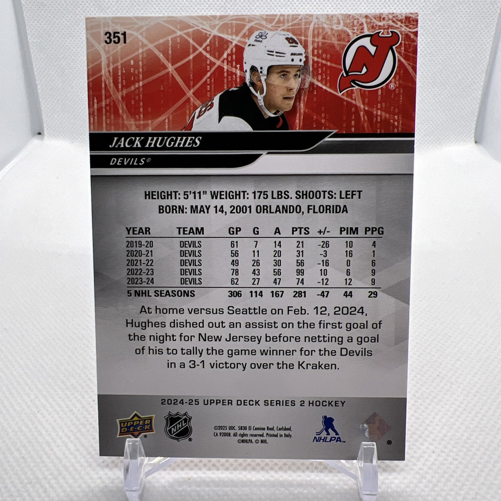 Jack Hughes 2024-25 Upper Deck UD Exclusives /100 New Jersey Devils