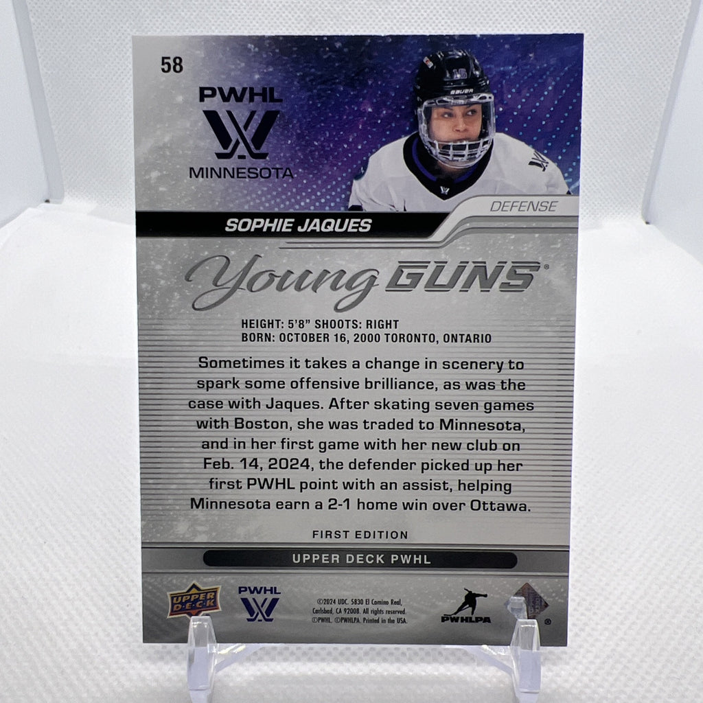 Sophie Jacques 2024 Upper Deck PWHL Young Guns Outburst 1st Edition Minnesota RC