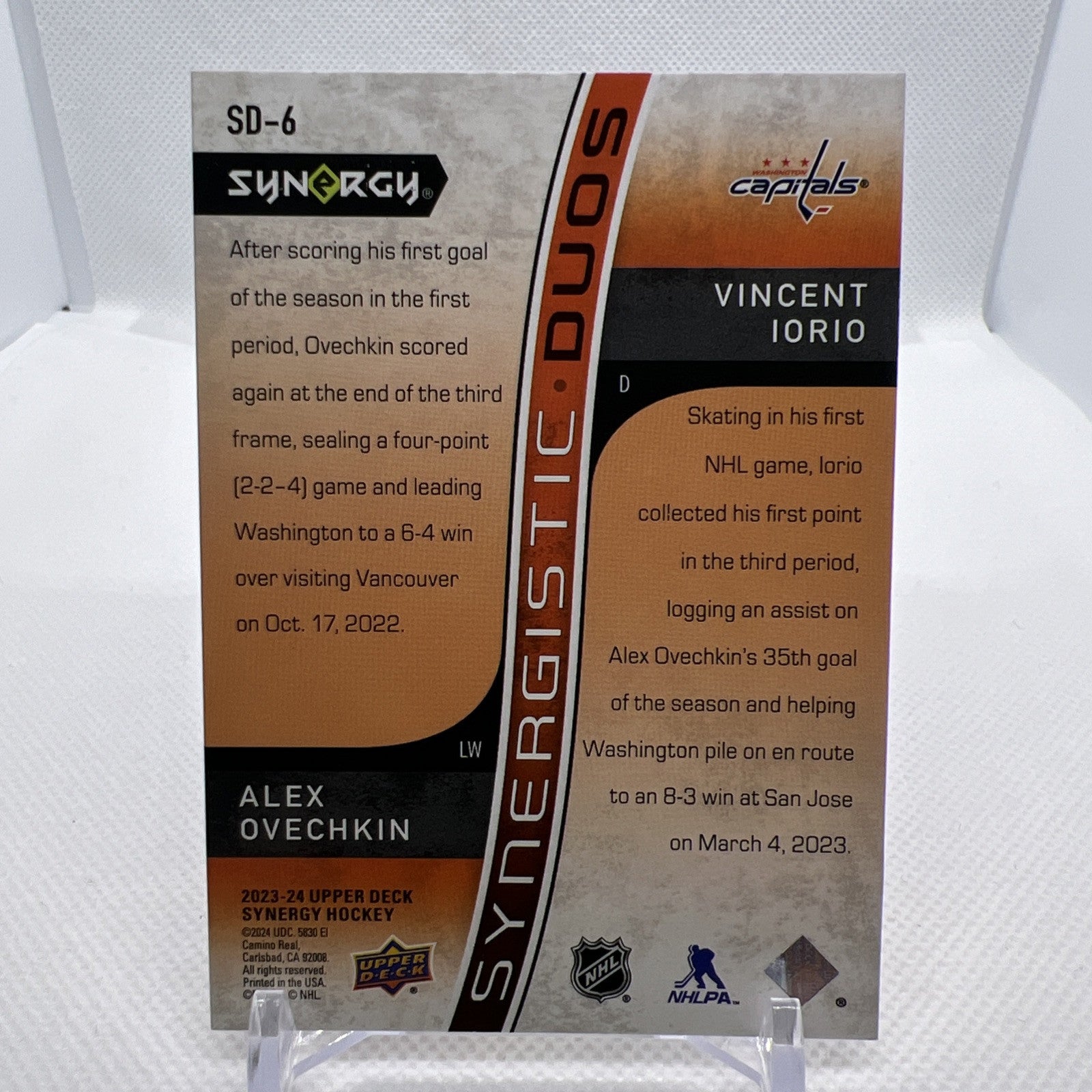Alex Ovechkin / Iorio 2023-24 Synergy Synergistic Duos /149 Washington Capitals